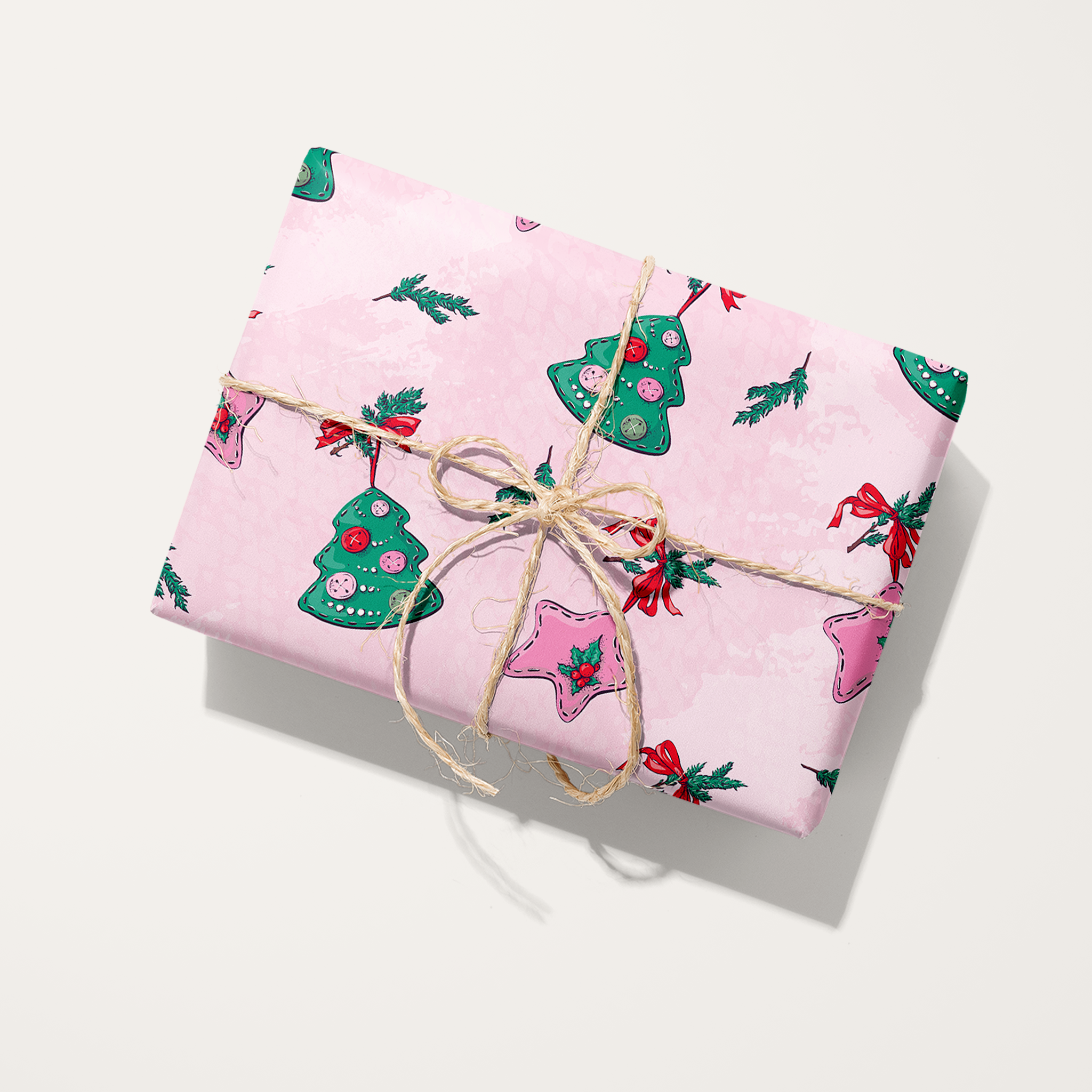 Christmas Ornament Patches Wrapping Paper