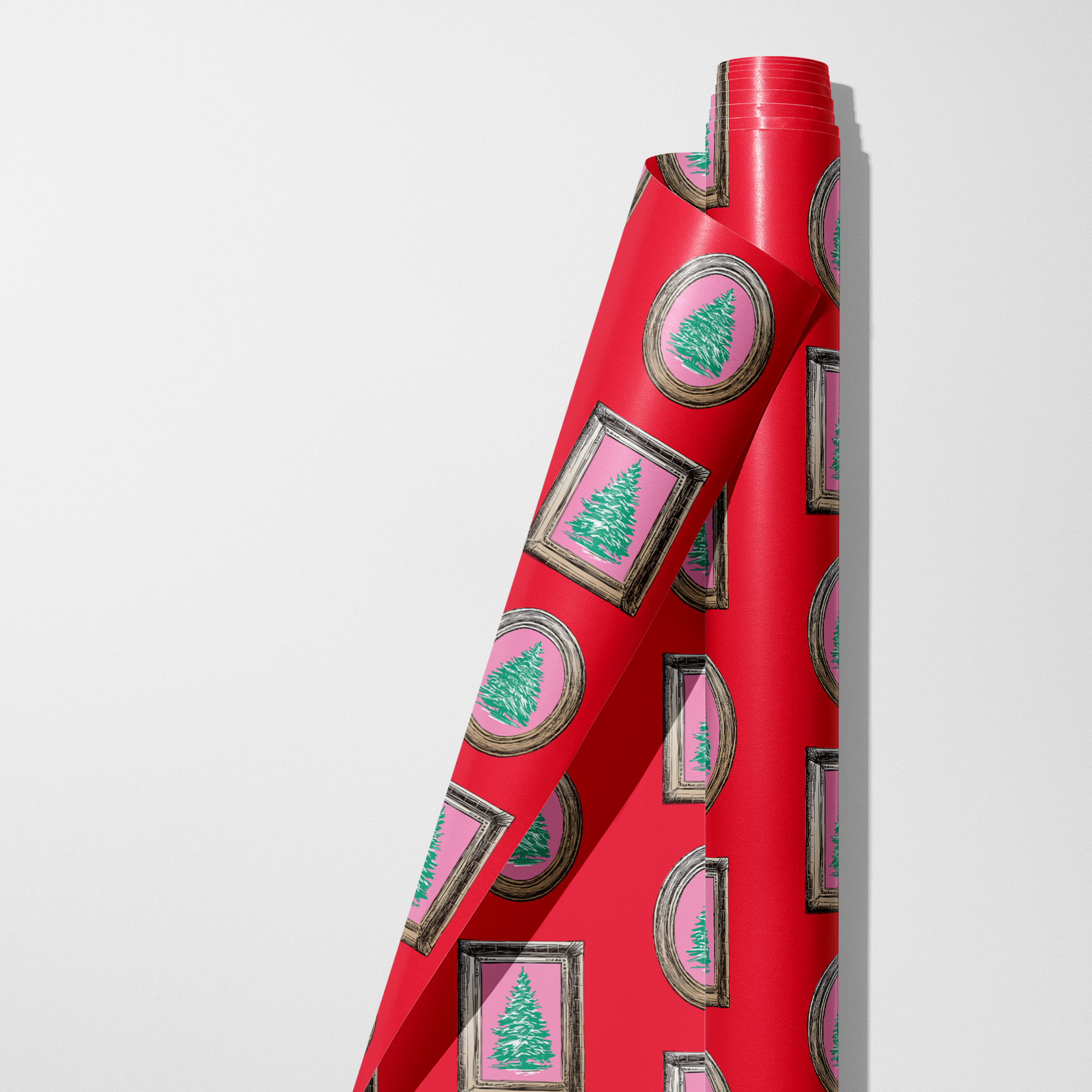 Framed Christmas Trees Wrapping Paper