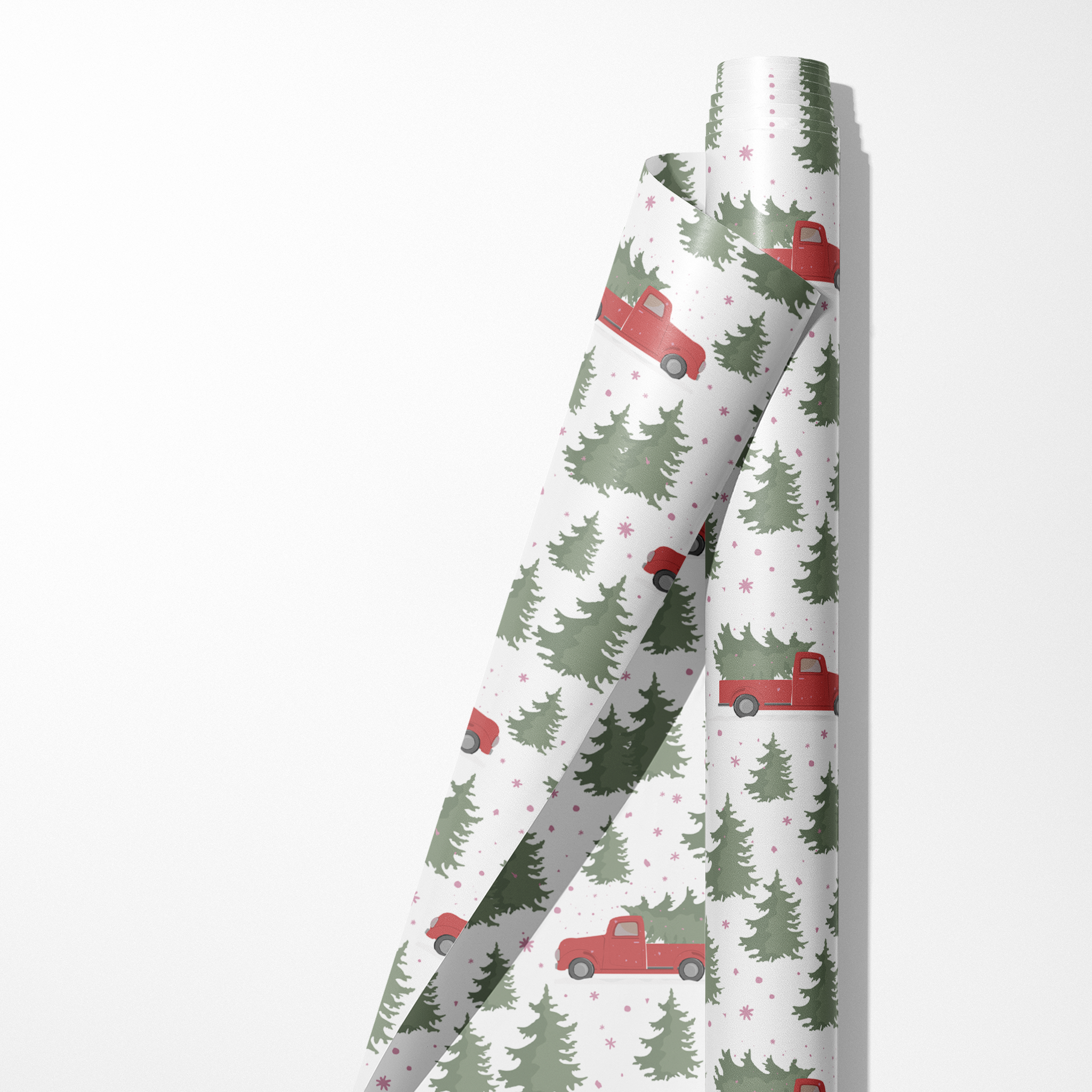 Trucks and Christmas Trees Wrapping Paper