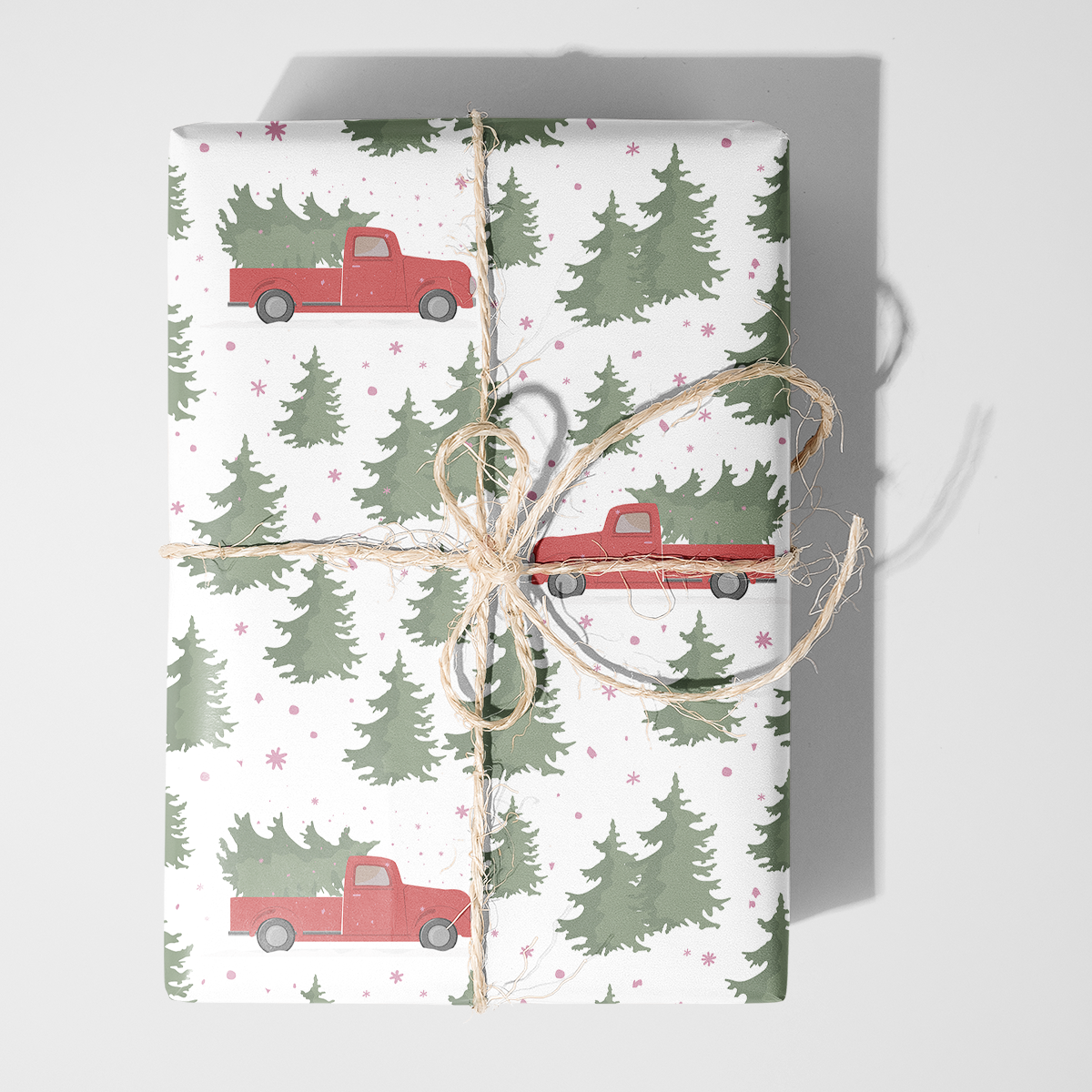 Trucks and Christmas Trees Wrapping Paper