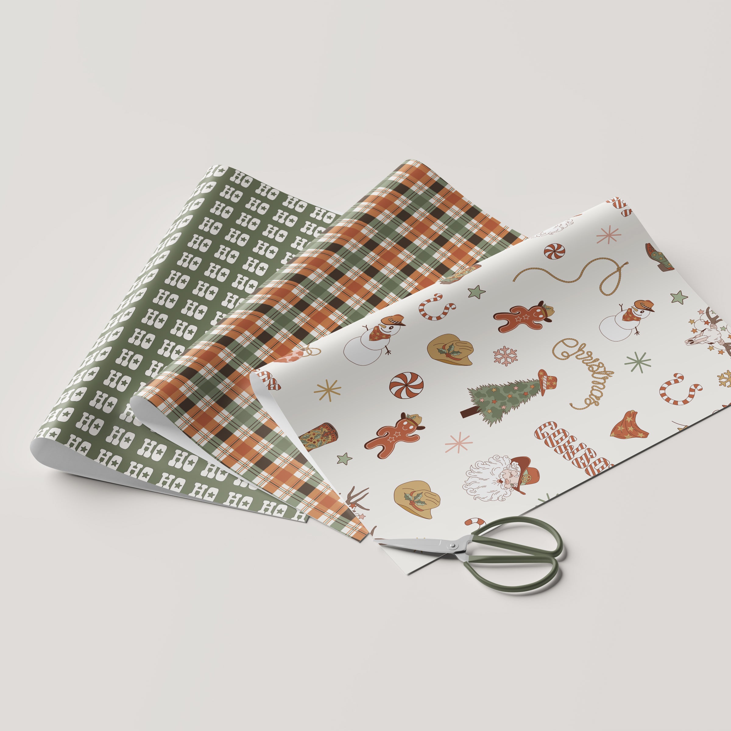 Western Christmas Pattern Wrapping Paper