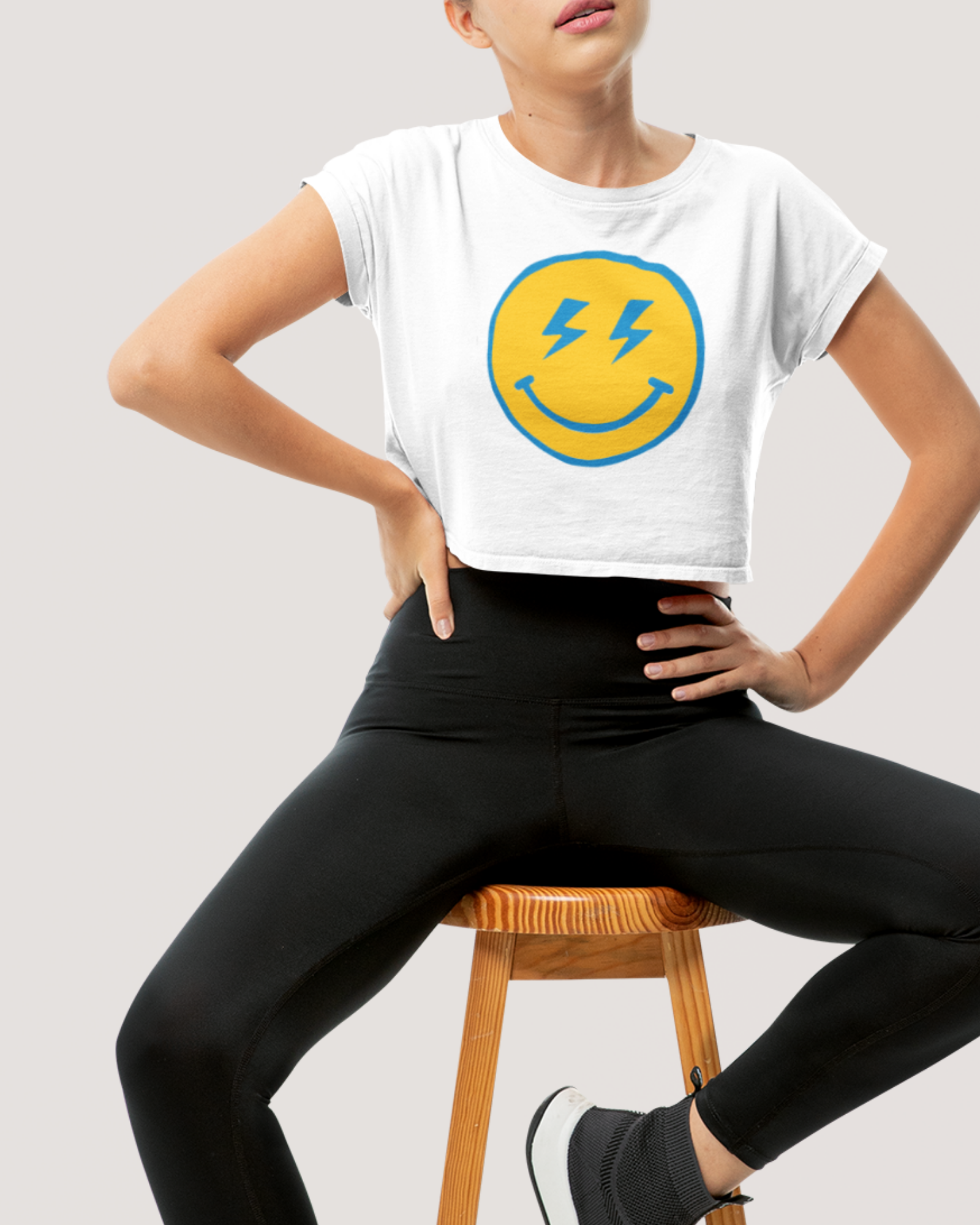 Chargers Retro Smiley Face Champion Cropped Shirt