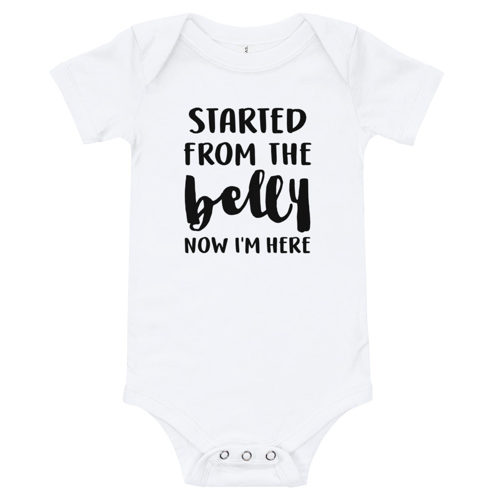 Started From the Belly Now I'm Here. Drake Onesie. Rap Onesie. Funny Baby Gift. Funny Onesie. New Baby. Newborn to 12 Months.