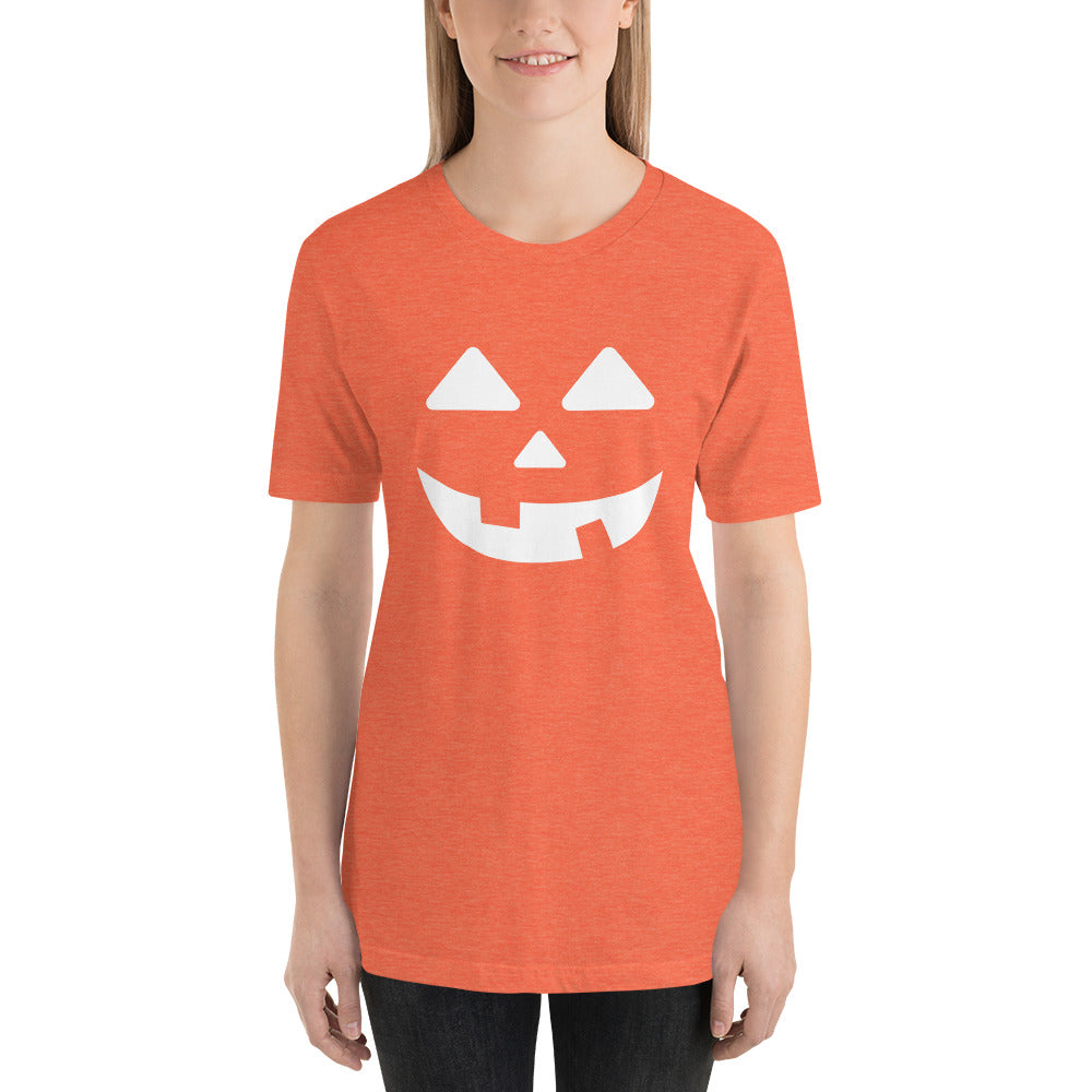 Halloween Pumpkin Face T-Shirt. Jack-o-lantern T-Shirt. Soft and Comfy Unisex Triblend T-Shirt. Trick or Treating Shirt.