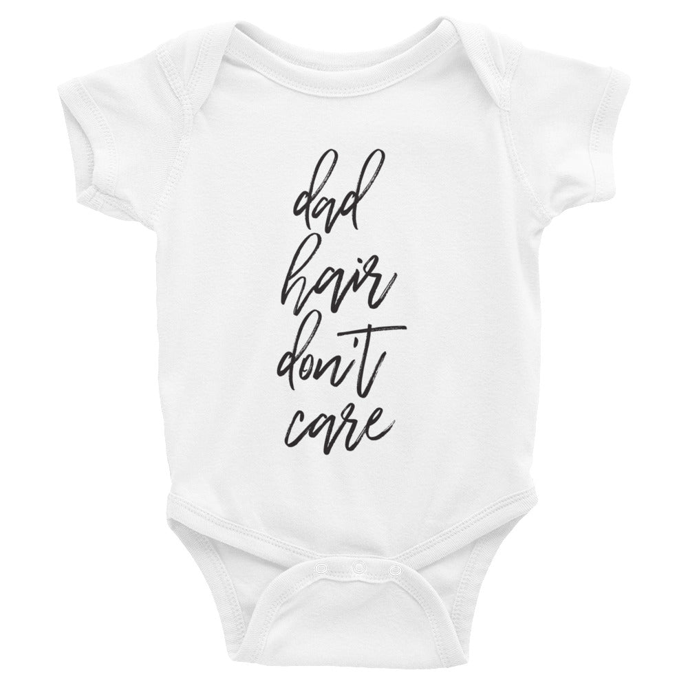 Dad Hair Don't Care Onesie.  Baby Bodysuit. Infant Clothing. Baby Girl Clothing. Funny Onesie. Graphic Bodysuit. Baby Gift. Baby Shower.