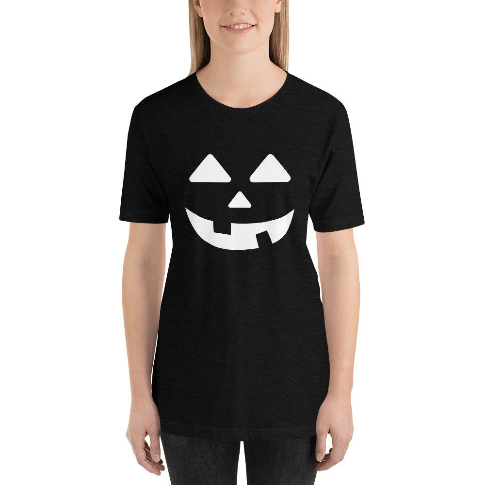 Halloween Pumpkin Face T-Shirt. Jack-o-lantern T-Shirt. Soft and Comfy Unisex Triblend T-Shirt. Trick or Treating Shirt.