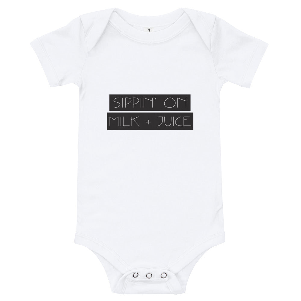 Sippin on Milk and Juice Funny Rap Inspired Quote Lyric Baby Onesie / Bodysuit - New Baby Gift