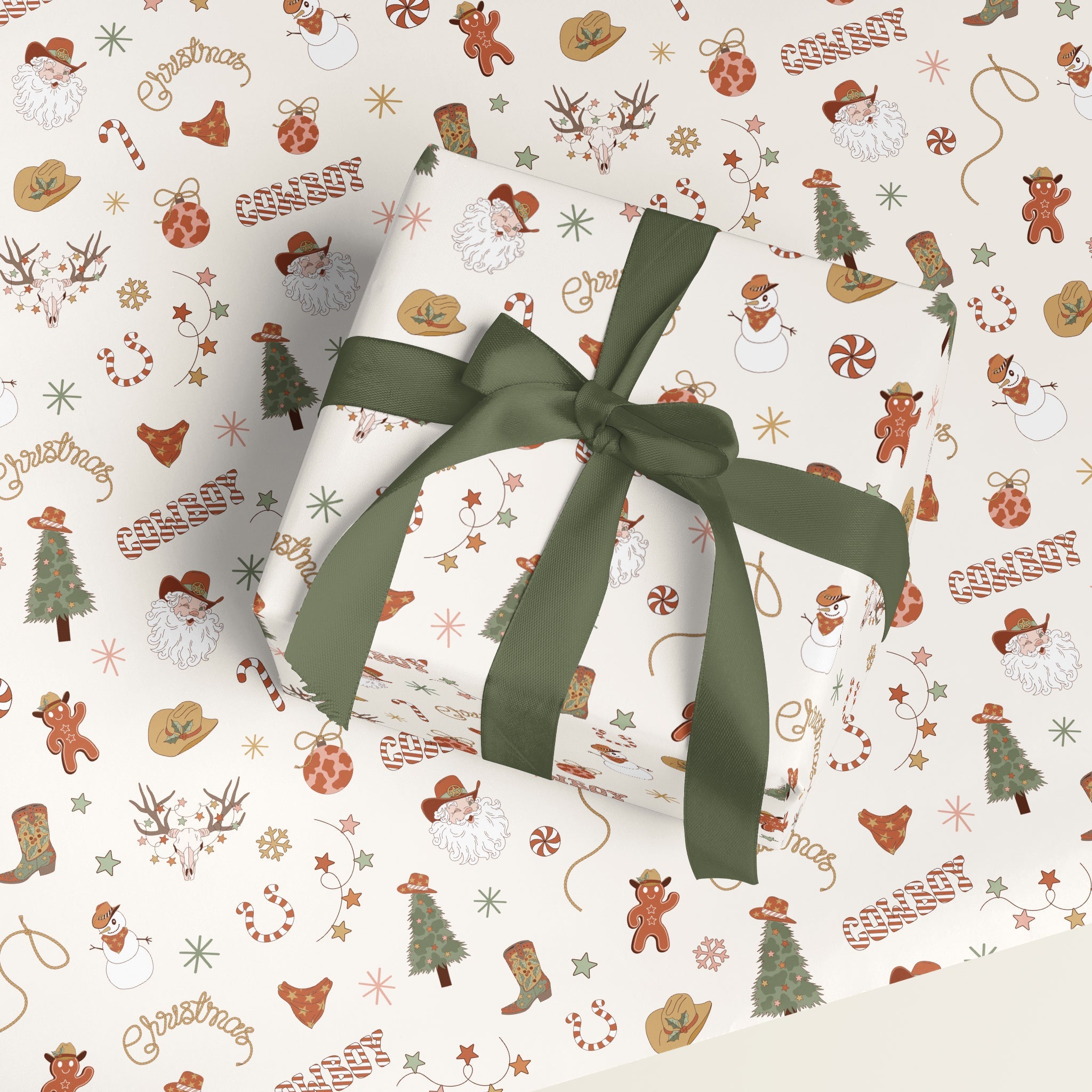 Western Christmas Pattern Wrapping Paper